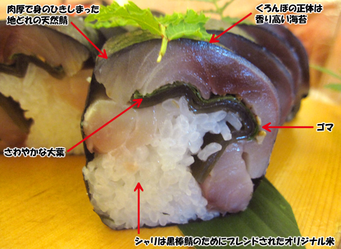 黒棒鯖寿司断面図